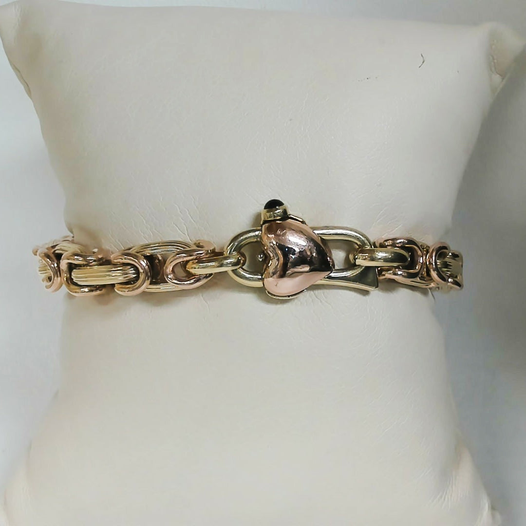 7.75" 14K Two Tone Fashion Link Bracelet