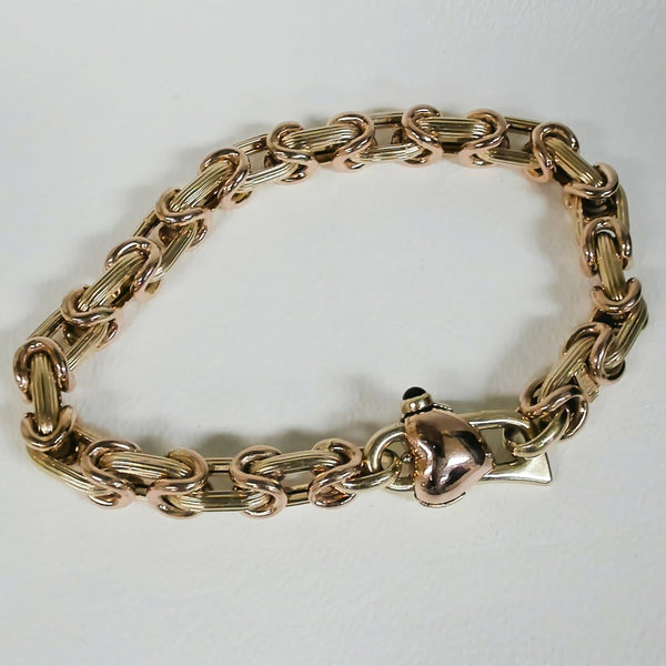 7.75" 14K Two Tone Fashion Link Bracelet