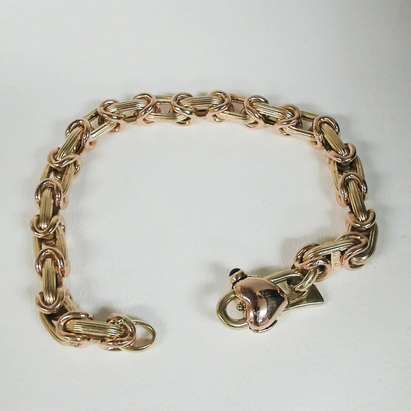 7.75" 14K Two Tone Fashion Link Bracelet