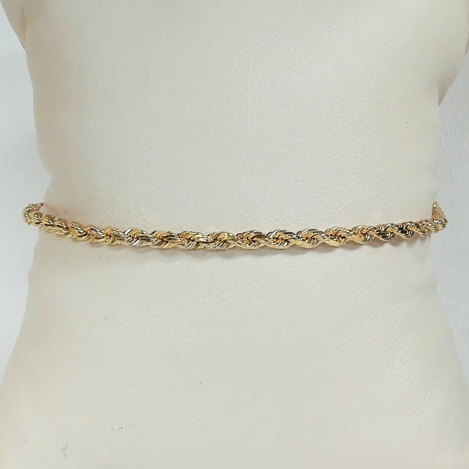 8" 14K 2.25MM Diamond-Cut Rope Bracelet