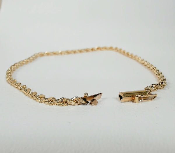 8" 14K 2.25MM Diamond-Cut Rope Bracelet