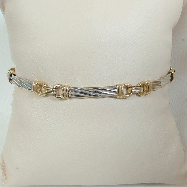 7.25" 14K Two-Tone Bar Bracelet