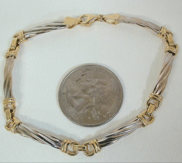 7.25" 14K Two-Tone Bar Bracelet