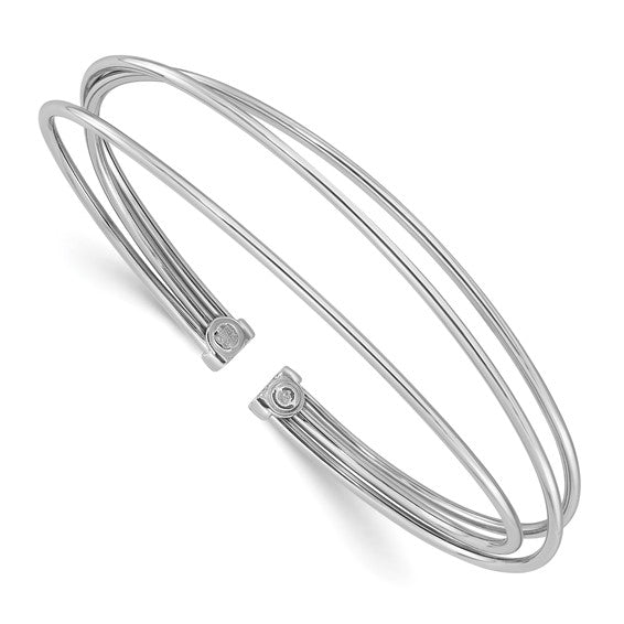 Sterling Silver Polished Flexible Cuff Bangle Bracelet