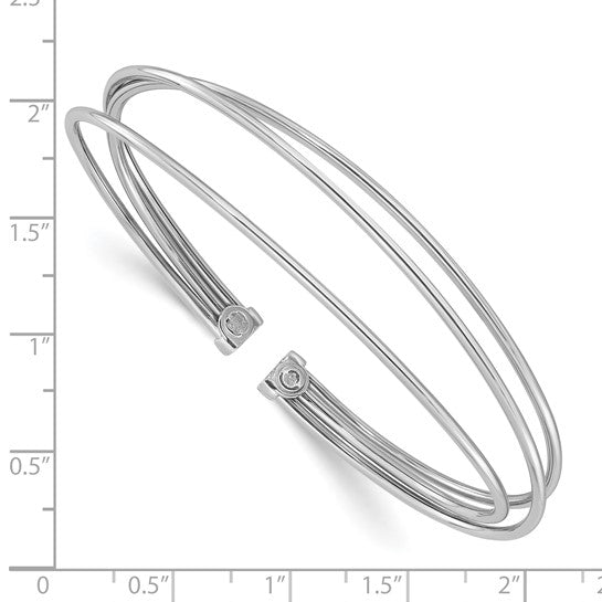 Sterling Silver Polished Flexible Cuff Bangle Bracelet