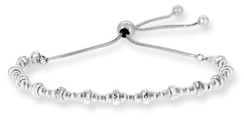 Diamond-Cut Beads & Pearls Bolo Bracelet
