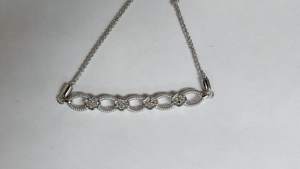 Sterling Silver Diamond & Oval Loop Bolo Bracelet