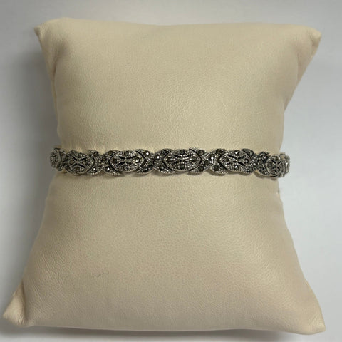 7.75" Sterling "XOXO" Link Marcasite Bracelet
