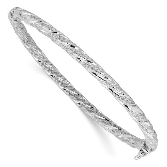 Sterling Silver Polished/Textured Twisted Bangle Bracelet
