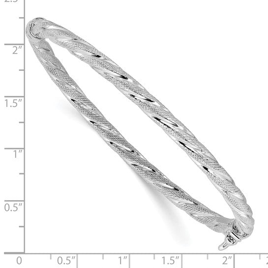Sterling Silver Polished/Textured Twisted Bangle Bracelet