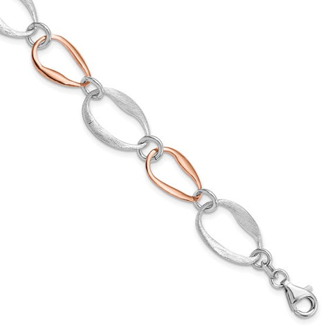 Sterling Silver / Rose Gold-Plated Oval Link Bracelet