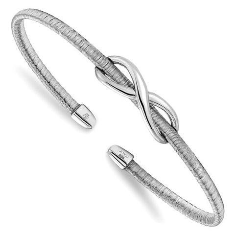 Sterling Silver Textured Infinity Flexible Cuff Bangle Bracelet