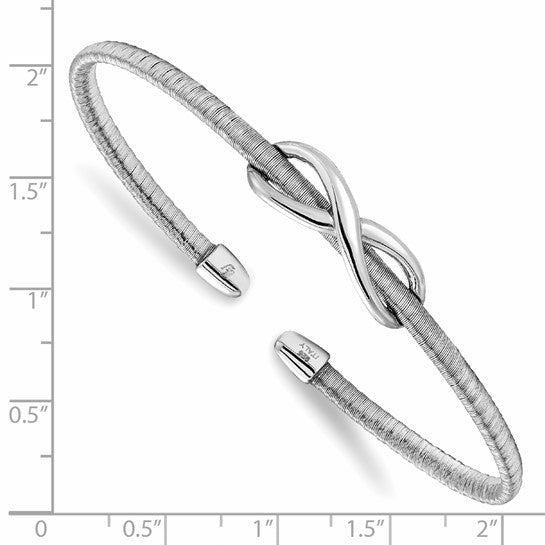 Sterling Silver Textured Infinity Flexible Cuff Bangle Bracelet