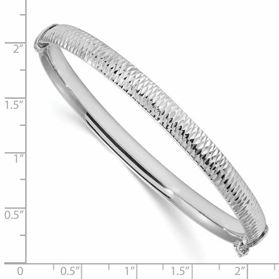Sterling Silver Polished & Textured Bangle Bracelet
