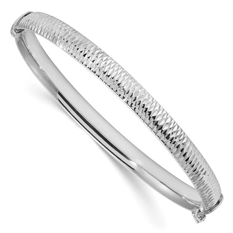 Sterling Silver Polished & Textured Bangle Bracelet
