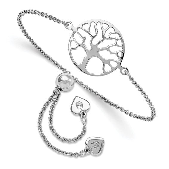 Sterling Silver "Tree Of Life" Adjustable Cable Link Bracelet
