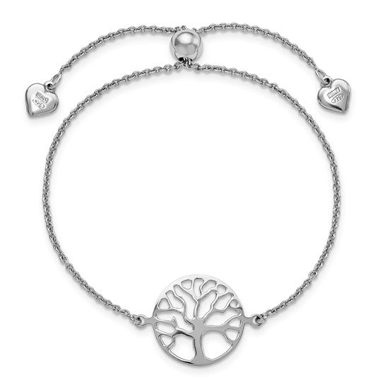Sterling Silver "Tree Of Life" Adjustable Cable Link Bracelet