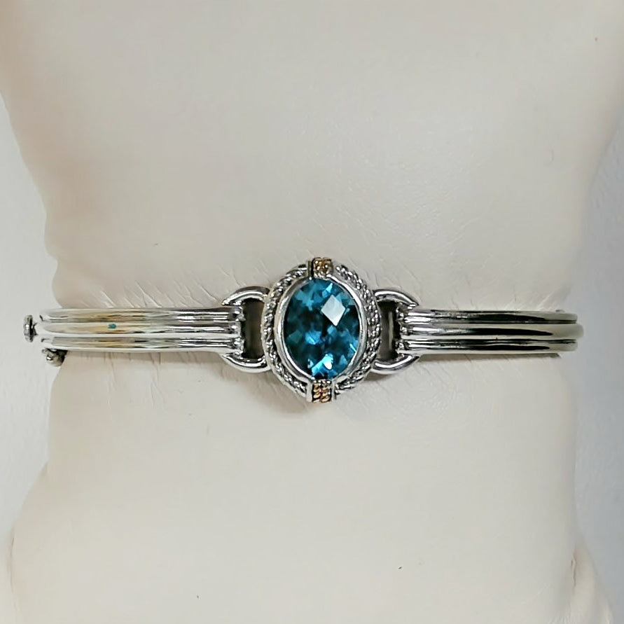Sterling & 18K Blue Topaz Bangle Bracelet