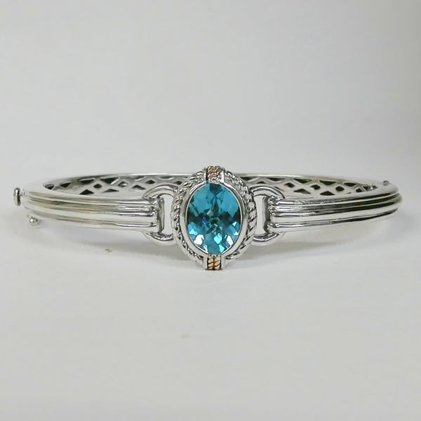 Sterling & 18K Blue Topaz Bangle Bracelet