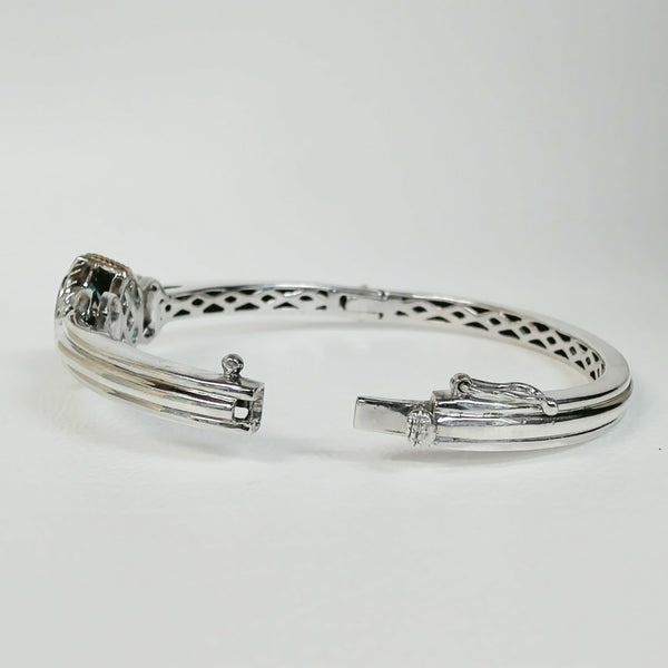 Sterling & 18K Blue Topaz Bangle Bracelet