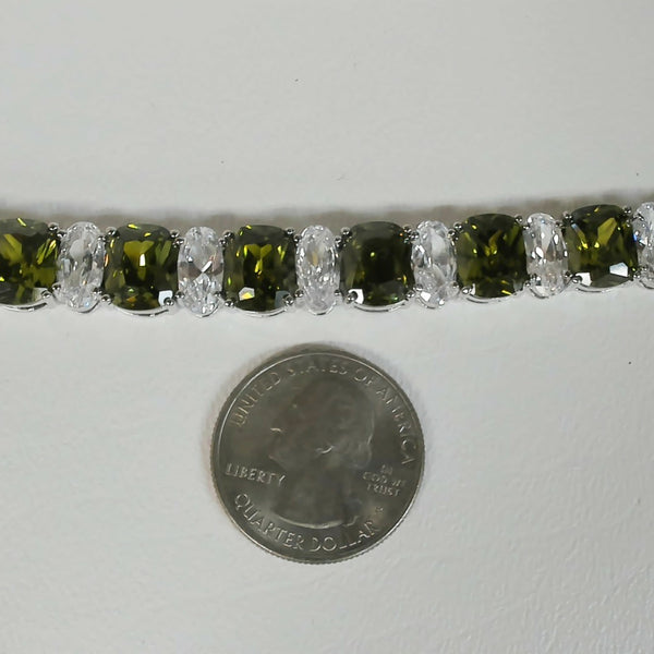 7" Silver-tone Synthetic Stone Bracelet