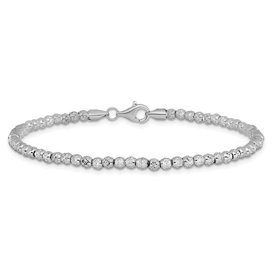 10KWG Polished & Diamond-Cut Beaded Bracelet