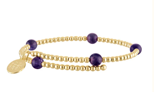 Gold Filled Bead & Amethyst Wrap Bangle