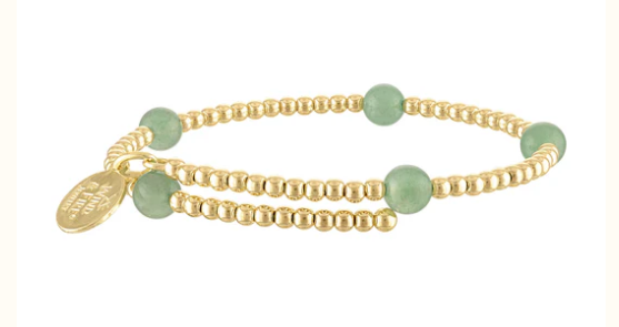 Gold Filled Bead & Aventurine Wrap Bangle