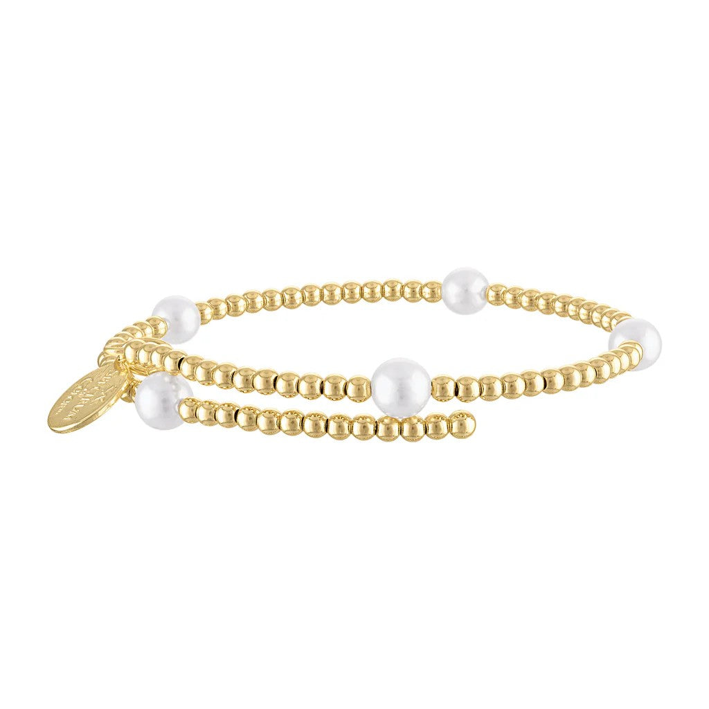 Gold Filled Shell Pearl Wrap Bangle