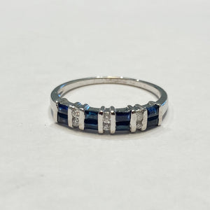 10KWG Blue Sapphire & Diamond Ring