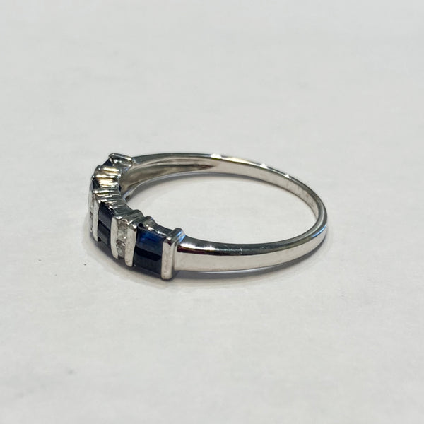 10KWG Blue Sapphire & Diamond Ring