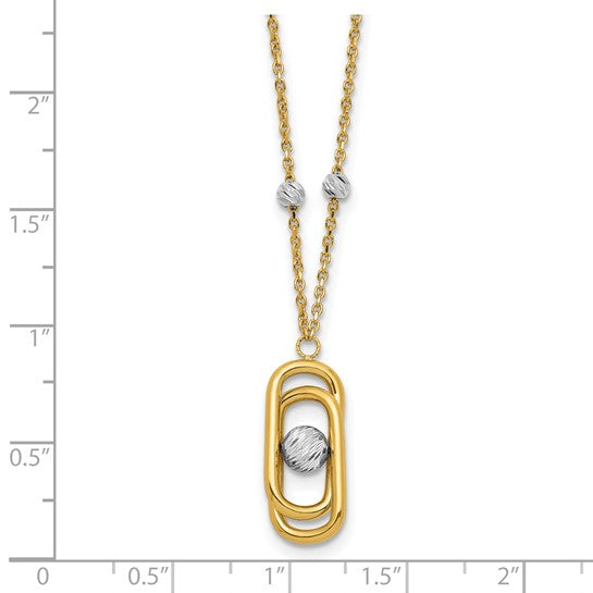 14k Polished & Diamond Cut Beaded Pendant Necklace