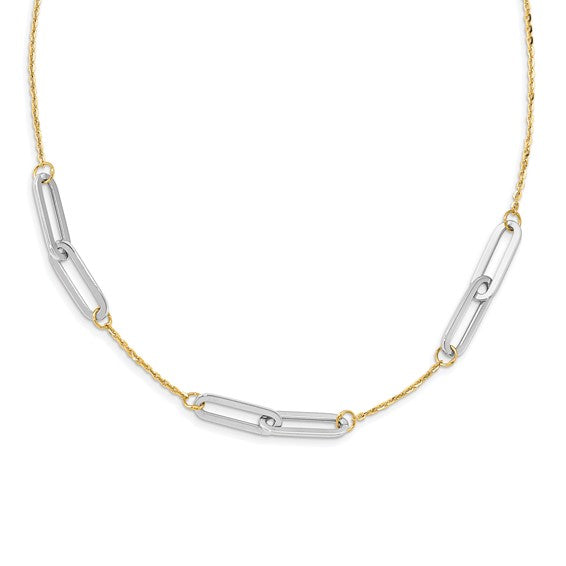 14K Two-Tone Paperclip Necklace