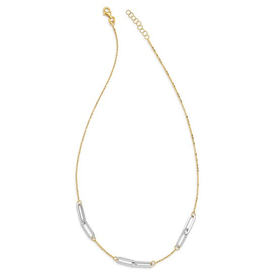 14K Two-Tone Paperclip Necklace