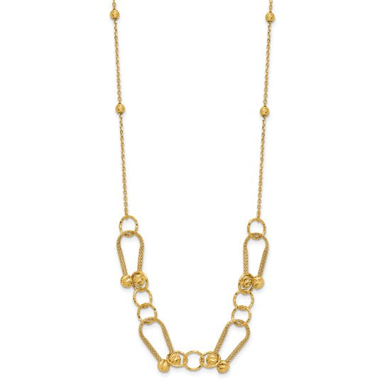 14K Horseshoe & Diamond-Cut Beaded Necklace