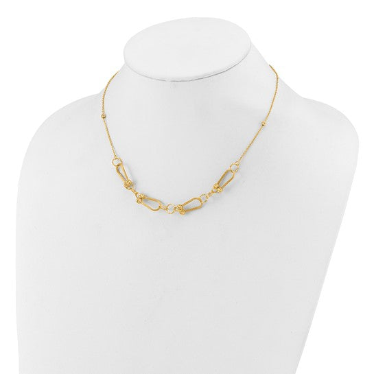 14K Horseshoe & Diamond-Cut Beaded Necklace