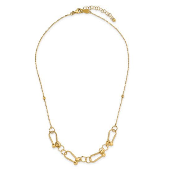 14K Horseshoe & Diamond-Cut Beaded Necklace