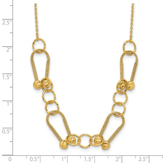 14K Horseshoe & Diamond-Cut Beaded Necklace