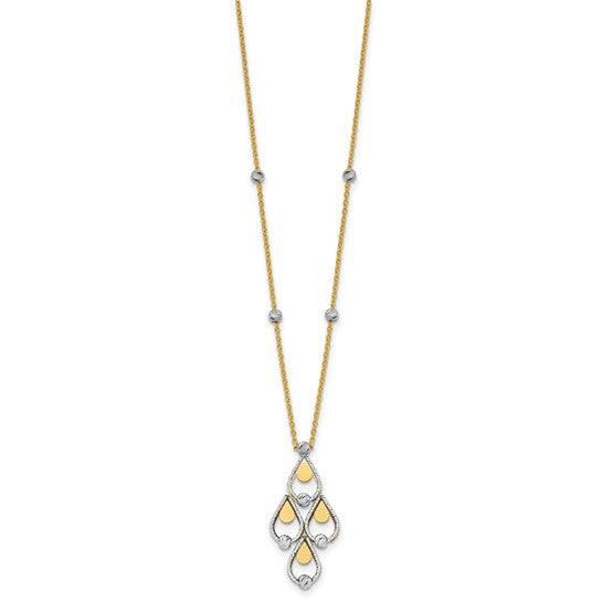 14K Chandelier & Diamond-Cut Bead Necklace