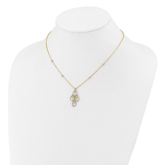 14K Chandelier & Diamond-Cut Bead Necklace