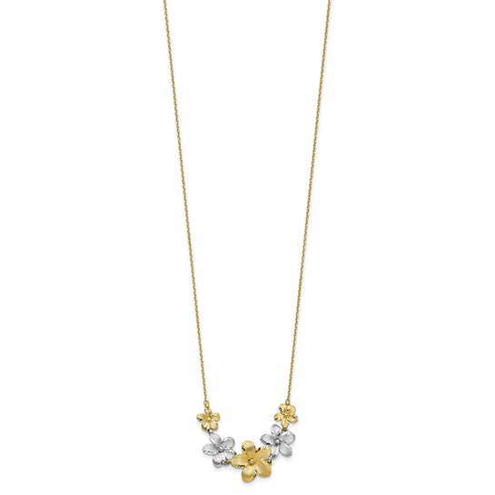 10k Two-Tone 5-Flower Necklace