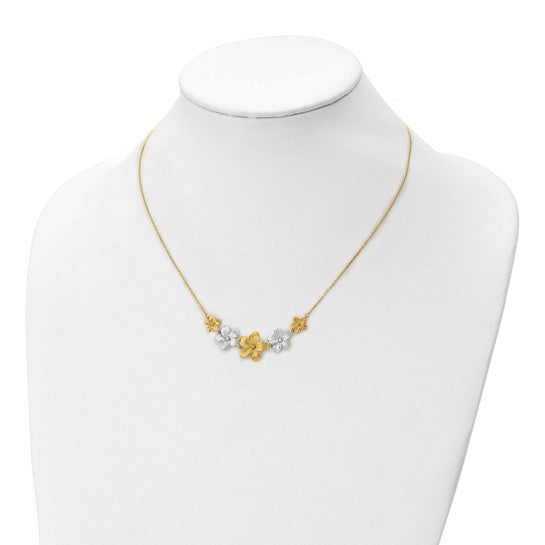 10k Two-Tone 5-Flower Necklace