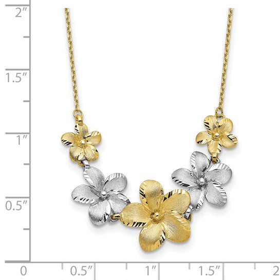 10k Two-Tone 5-Flower Necklace