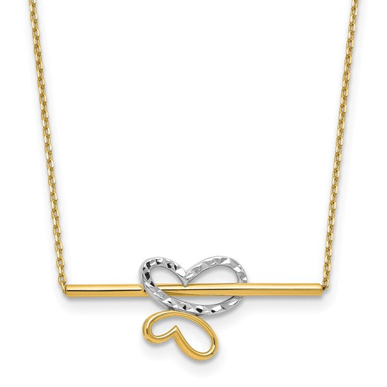 10k Two-Tone Butterfly Bar Necklace