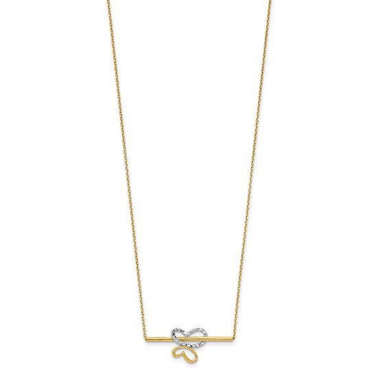 10k Two-Tone Butterfly Bar Necklace