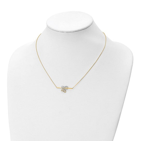 10k Two-Tone Butterfly Bar Necklace