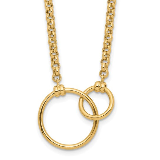 10KYG 2-Interlocking Circles Necklace