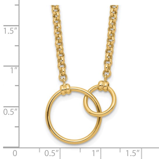 10KYG 2-Interlocking Circles Necklace