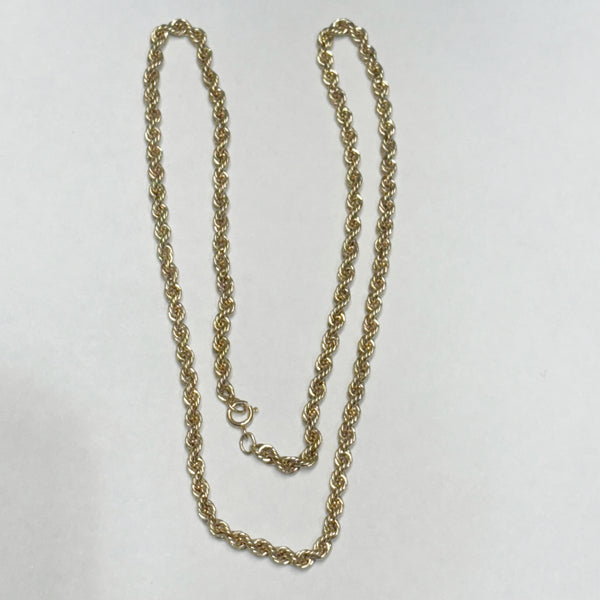 18" 14K 3mm Semi-Solid Rope Chain