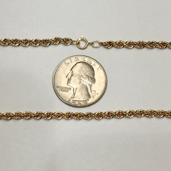 18" 14K 3mm Semi-Solid Rope Chain